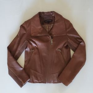 Andrew Marc Women's Brown Leather Moto Jacket size Small